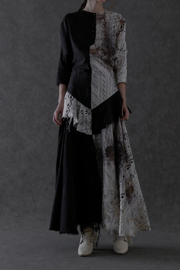 MUTEDANCE Black and White Print Panel Dress MD22SS56 PM42